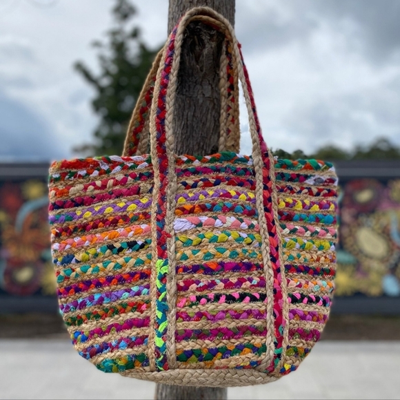 Boho Jute Tote Bag - Picture 3 of 8